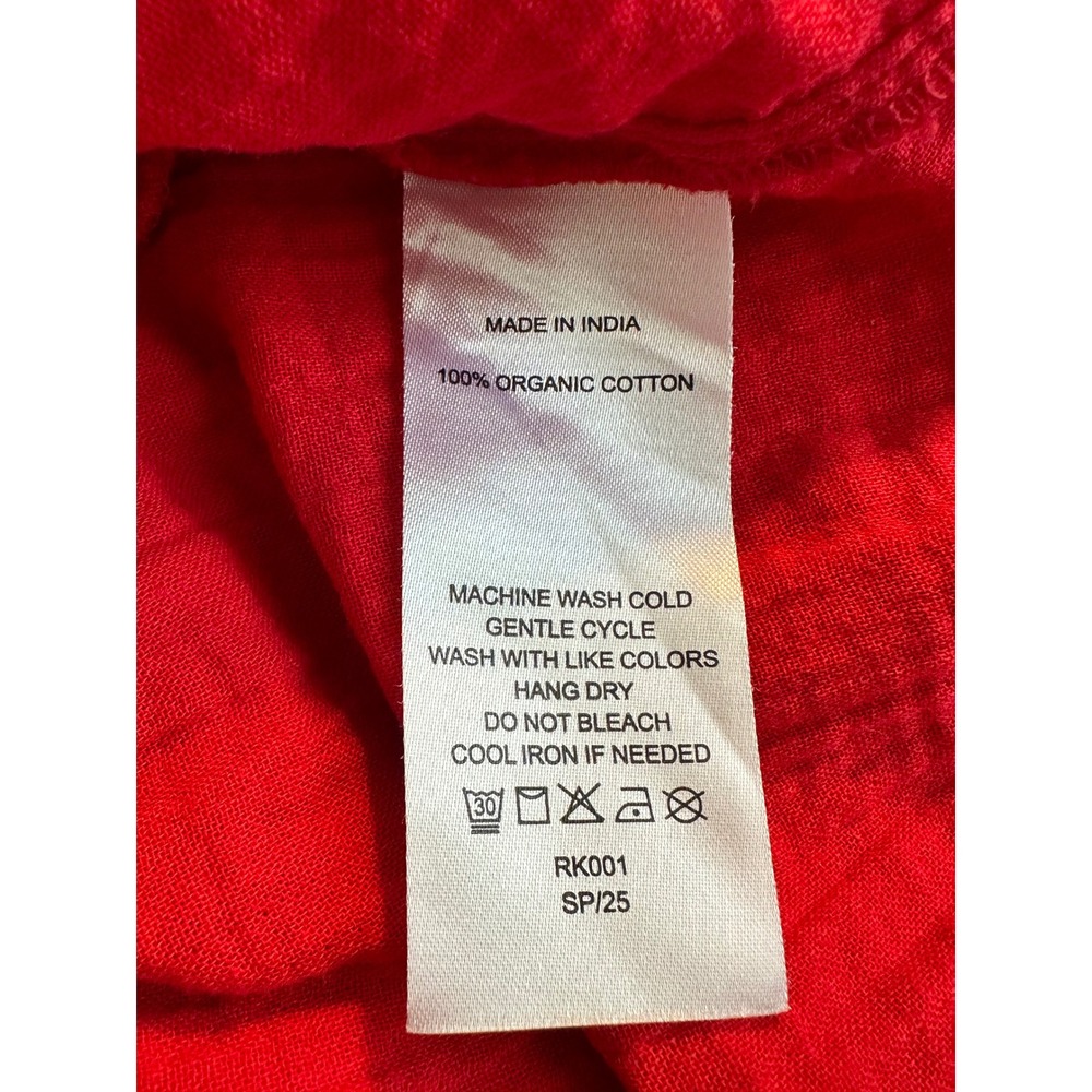 Quince Organic Cotton Gauze Tiered Midi Dress Size M Wild Cherry Red V Neck - Picture 6 of 7